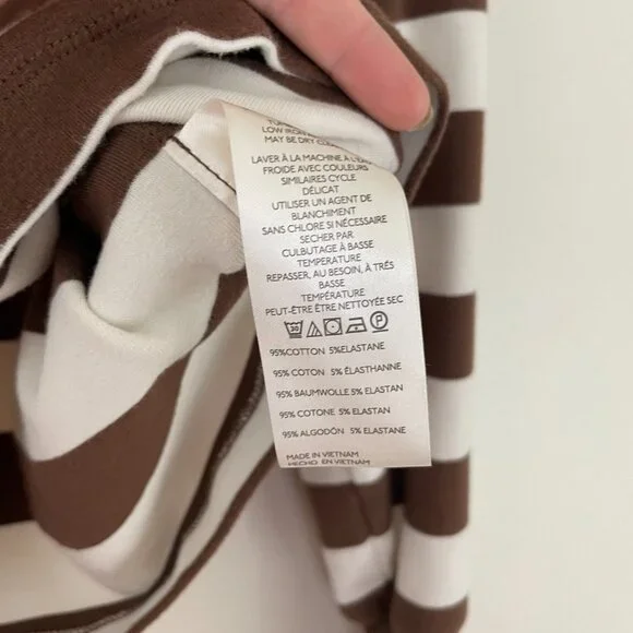 Anthropologie Maeve Classic Brown Stripe Turtleneck Tee Size Small - Picture 4 of 5